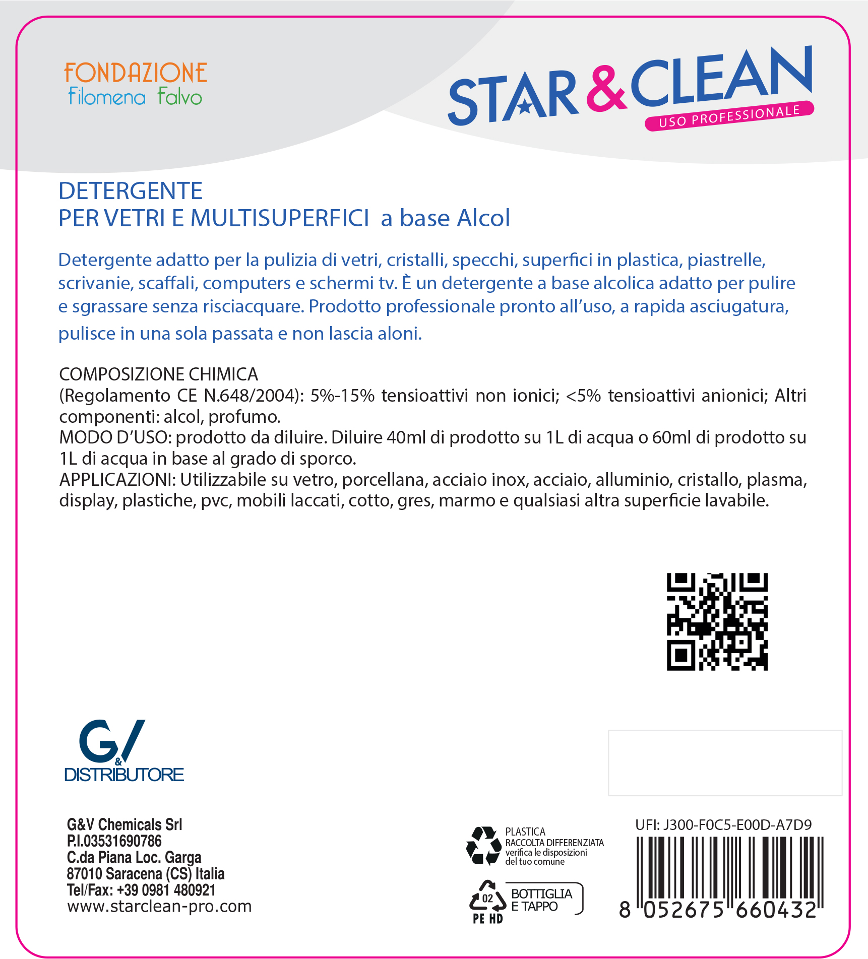 STAR CLEAN 301 - DETERGENTE PER VETRI EMULTISUPERFICI